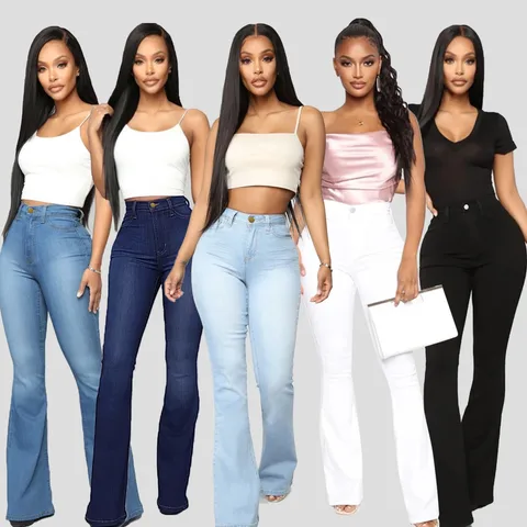 Women's Jeans High Waist Wide Leg Jeans Flared Skinny Button Trousers Denim Clothing Streetwear Vintage Harajuku Straight Pants
