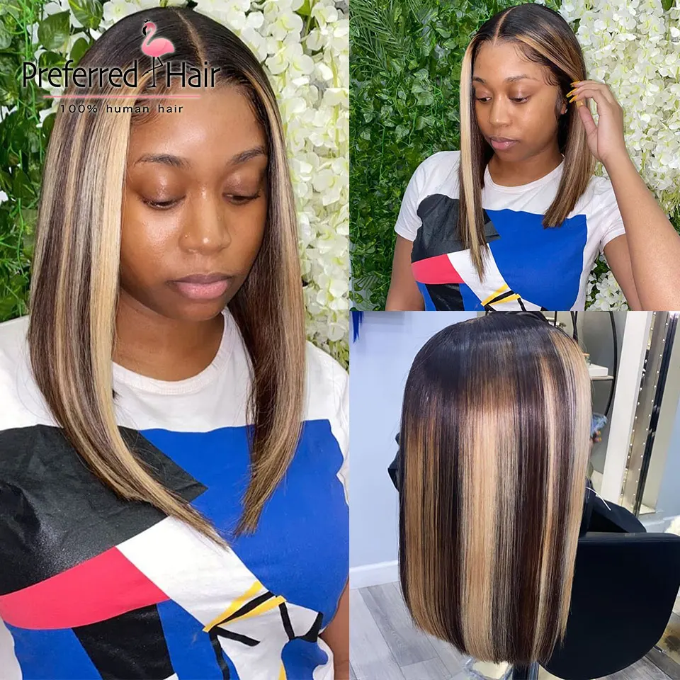 Предпочтительный фортепиано 13х6 парик фронта шнурка Remy бразильский Боб парики