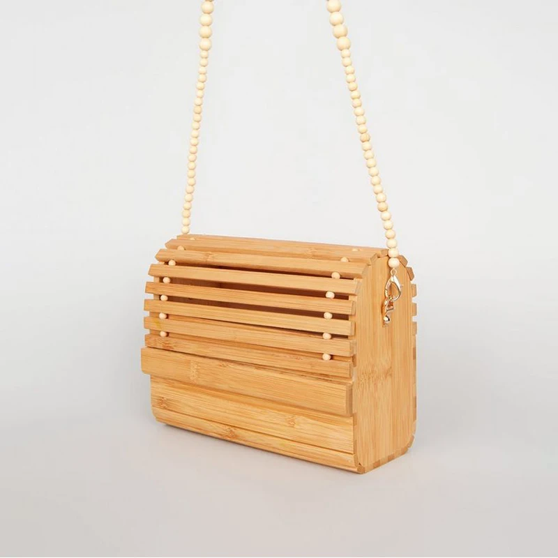 Пляжные женские бамбуковые сумки ручной работы с вырезами Ins летняя плетеная