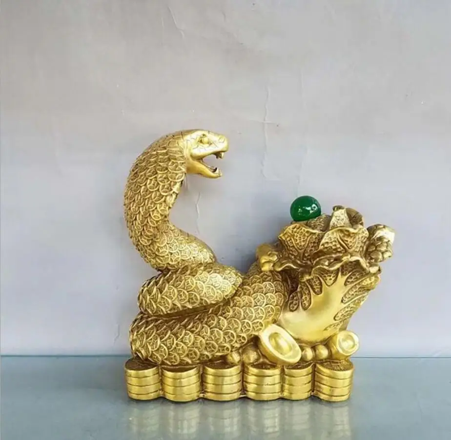 Медная статуя медные деньги Кобра предметы интерьера для дома Зодиак из латуни