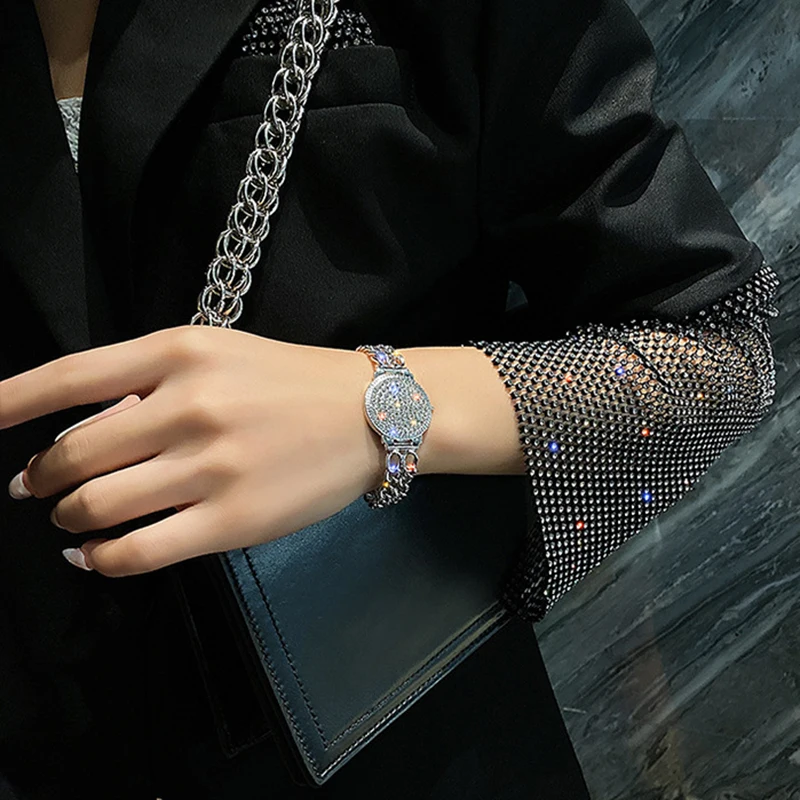 

2021 Fashion Simple Cubic Zircon Pendant Bracelet for Woman Gold Color Round Shiny Crystal Korean Bangle Female New Jewelry Gift