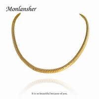 monlansher minimalist metal scales punk chain necklace gold color titanium steel chokers unique statement necklaces jewelry 2022