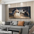 Настенный постер с изображением черно-белой бегущей лошади, картины с животными, настенные картины для гостиной, домашний декор