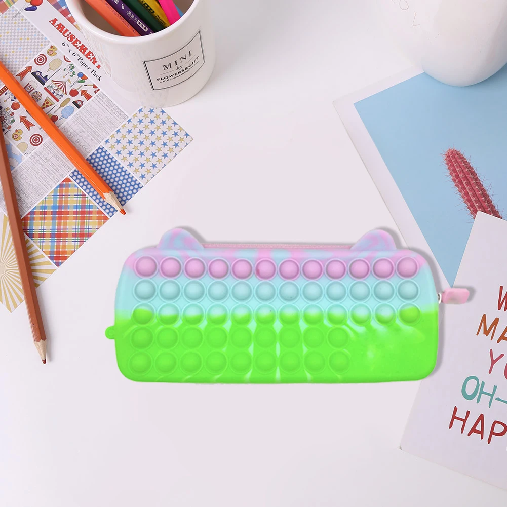 

Silicone Pencil Case Push Bubble Stress Reliever Sensory Fidget Toys Anti-Stress Funny Squeeze Toys Stationary Bag for Autism