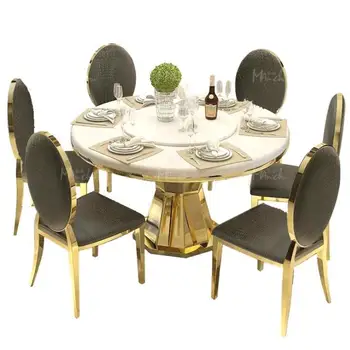 stainless steel gold dining table round marble top
