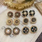 FFLACELL новые модные винтажные пуговицы эмалевые жемчужные блестящие стразы круглые серьги-гвоздики для женщин девушек ювелирные изделия для путешествий