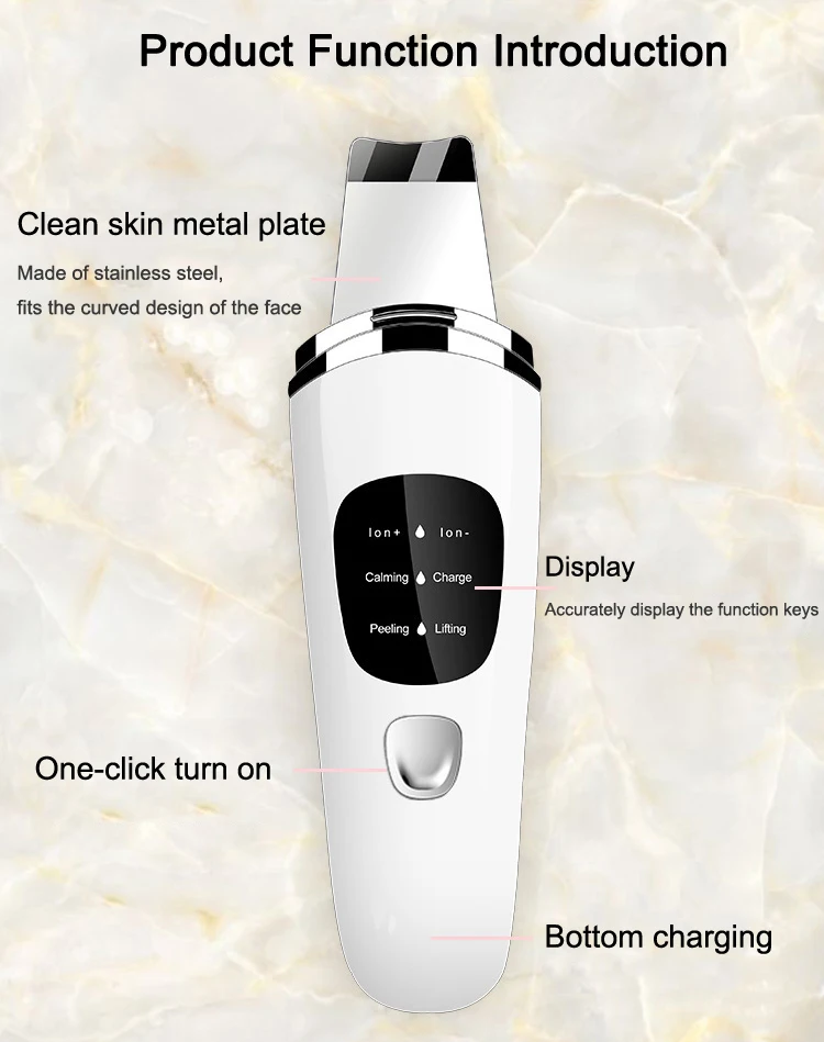 Goedkoop Nieuwe Facial Massager Ultra Sonic Huid Scrubber Comedondrukker Acne Sonic Ion Peeling Cavitatie Schop Deep Pore Gezicht Cleaner