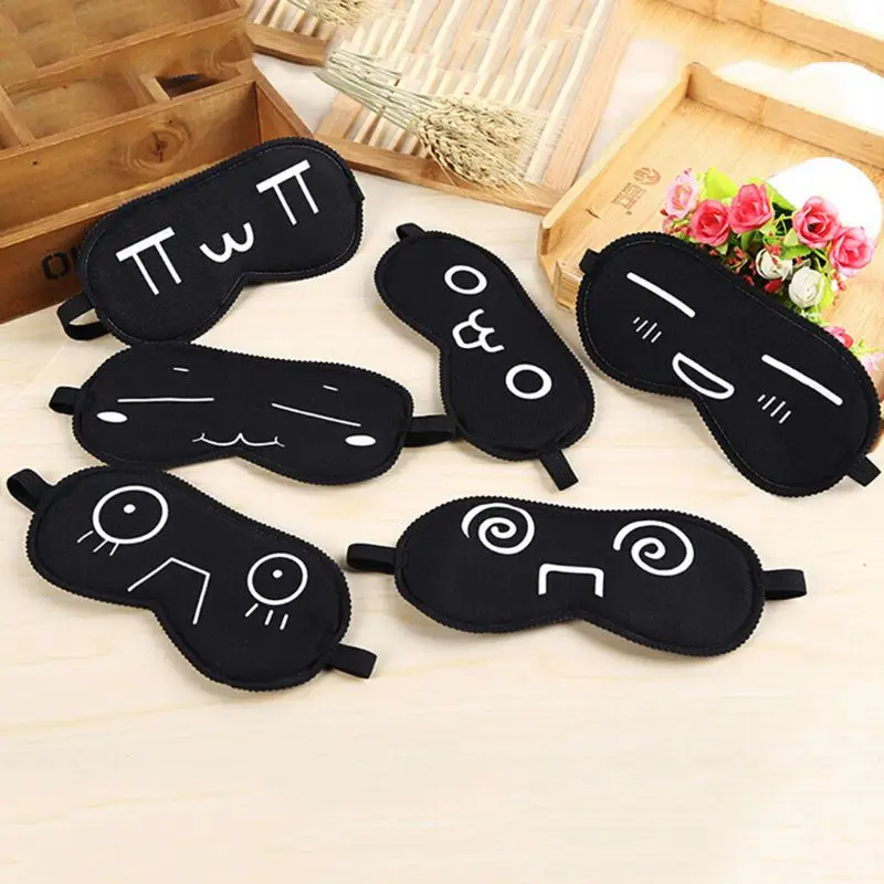 

1Pc Unisex Cartoon Cute Printed Sleeping Eye Mask Chinese Characters Polyester Cotton Nap Shade Cover Travel Portable Blindfold