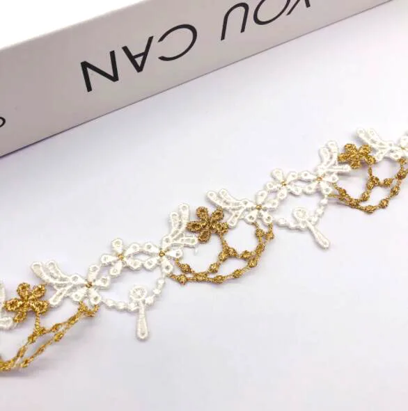 

1yard Width:2.9cm Elegant Hollowed-out Gold Flower Lace Embroidered Flowers Clothing Lace Sewing Accessories (ss-2071)