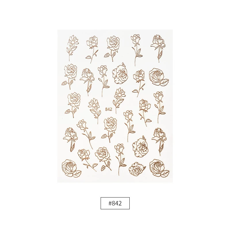 1 шт. Модные полые наклейки из фольги для ногтей женщин розовых цветов лазерные 3d