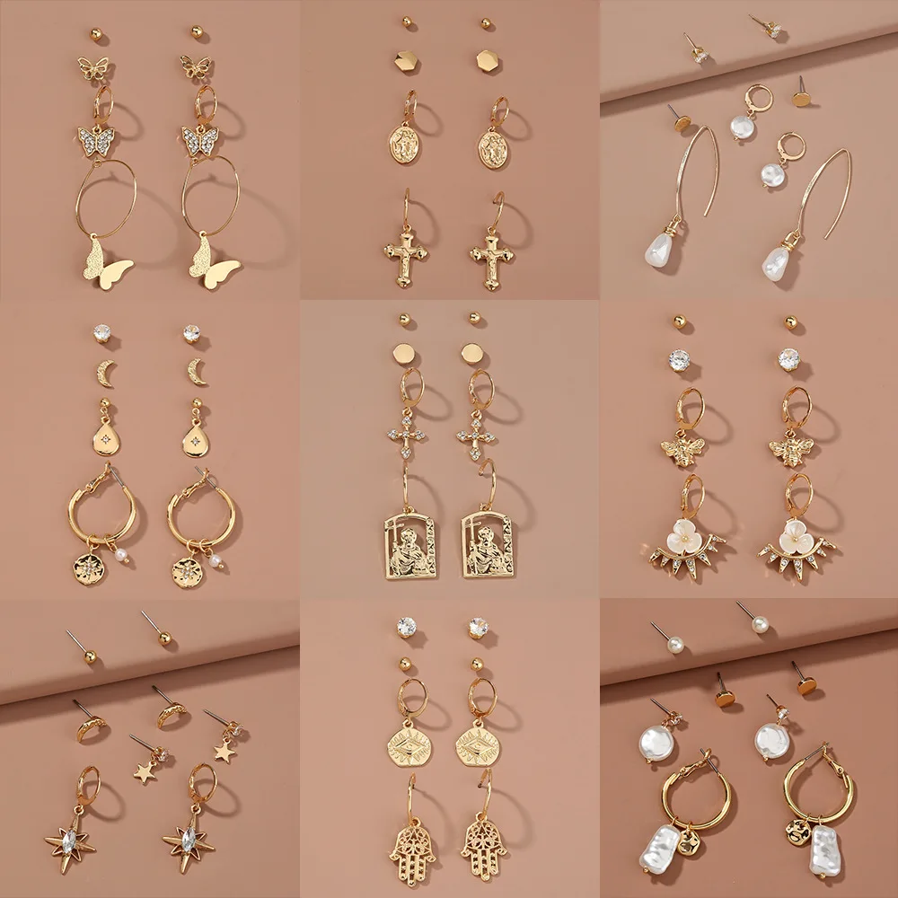 

Fashion personality combination set earrings, multi-element wild earrings, trendy female spot earings fashion jewelry