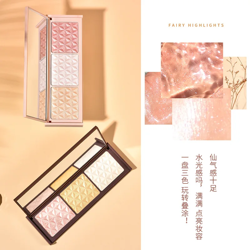 3 цвета хайлайтер для лица палитра профессиональная глаз Iluminador макияж бронзаторы