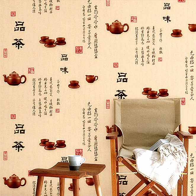 

Classical Chinese Retro Nostalgic Teapot Wallpaper Living Room Restaurant Tea House Hotel Wallpaper