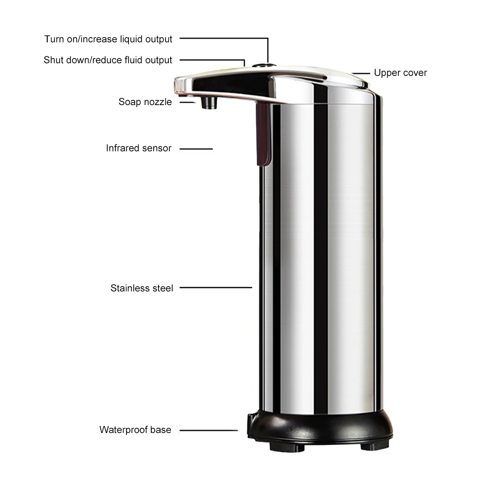 

280ml Automatic Soap Dispenser Touchless Hand Free Soap Dispenser IR Smart Sensor Soap Liquid Dispenser