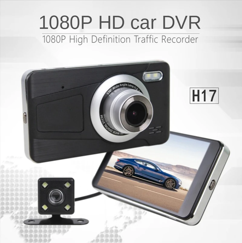 

Car DVR HD 4 Inch Dual Lens Image 1080P Hidden Wide Angle Driving Recorder Dash Cam IPS Dual Lens Support Reversing Dual Cam