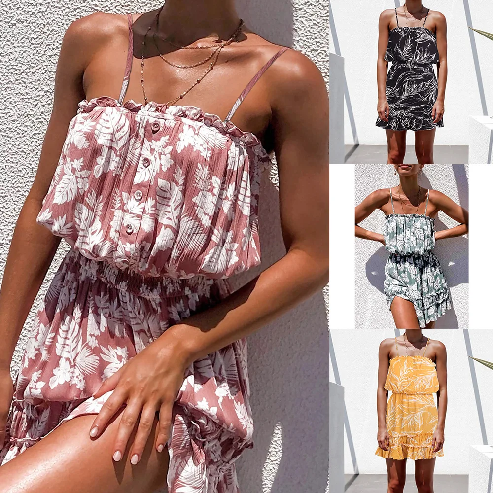 

Strapless Beach Sumer Cottagecore Dress Woman Style Floral Chiffon Elastic Female Sexy 2021 Hot Mini Dresses za Vestido De Mujer