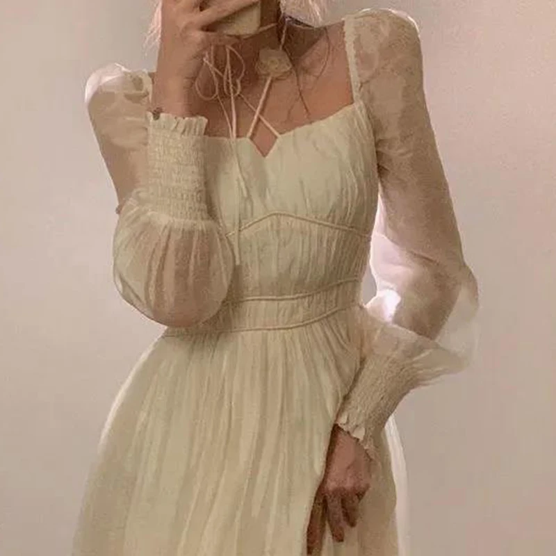 Женское вечернее платье миди с длинным рукавом элегантное винтажное облегающее