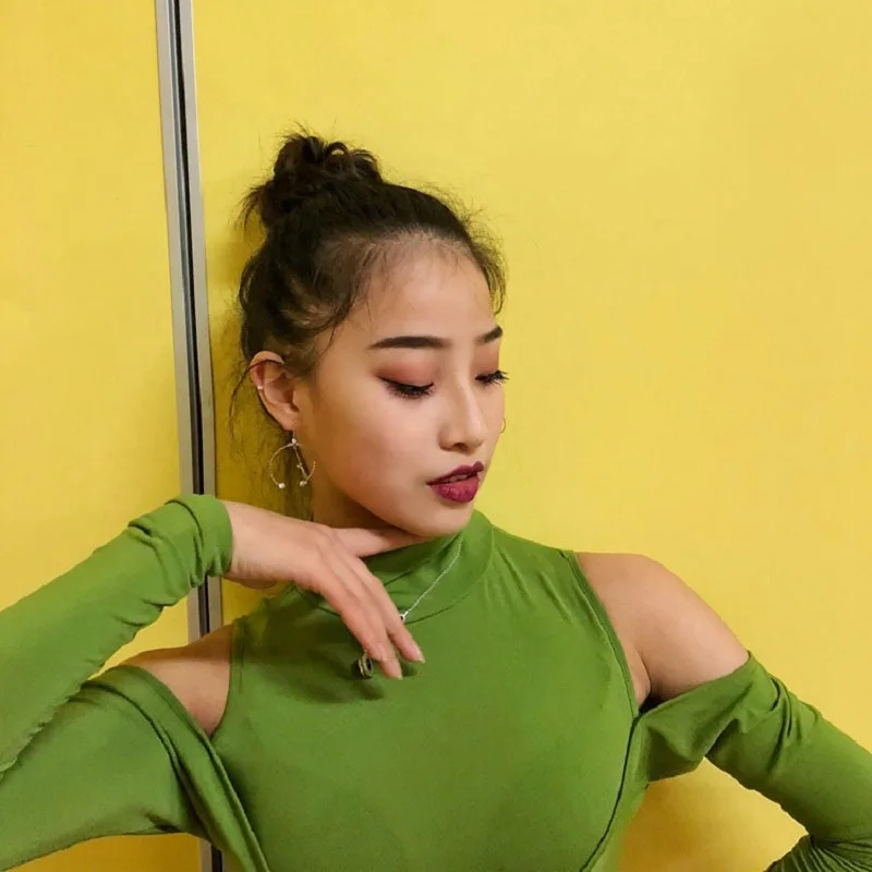 

Latin Dance Tops For Women Green Tango Salsa Cha Cha Rumba Samba Ballroom Practice Wear Performance Dancing Outfit DC3687