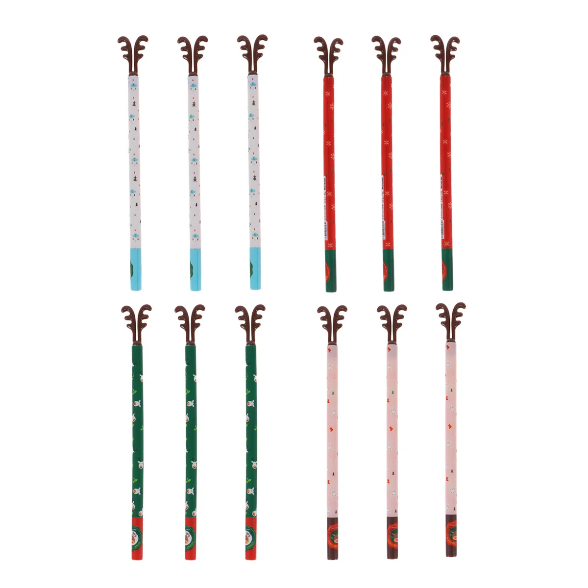 

12pcs Elk Horn Christmas Pens Cartoon Writing Pen Poratble Stationery Xmas Gift Pen for Home Office School (One Set 12pcs)