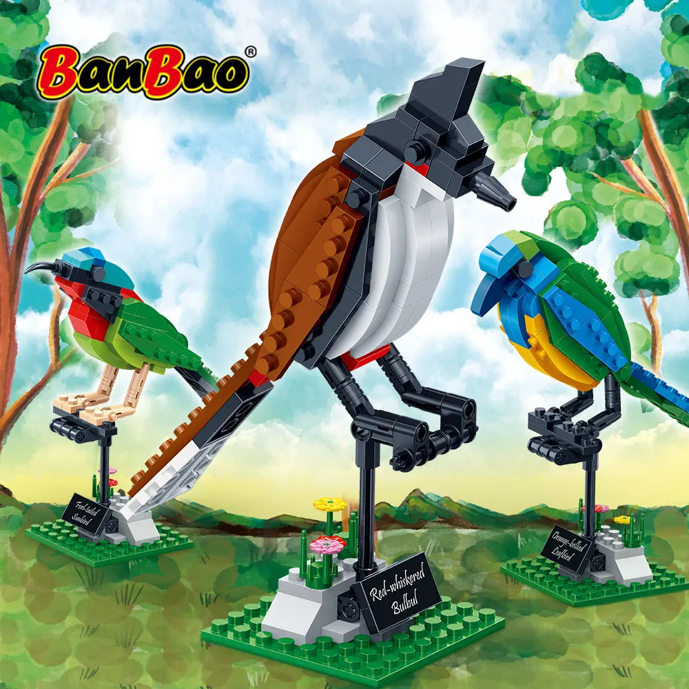 Конструктор паровой BanBao 3 модели птиц развивающие игрушки для детей подарок