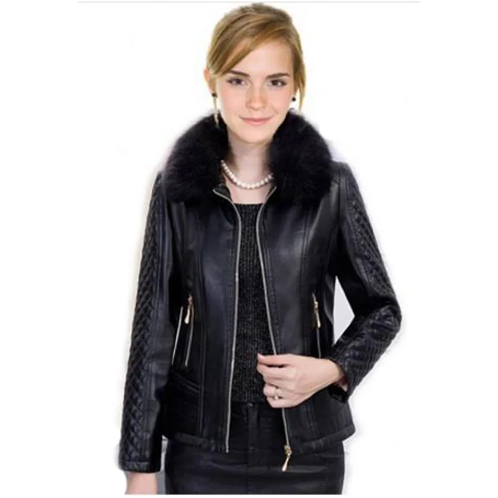 black Женское пальто из искусственной кожи, черный, красный цвет, L-6XL, плюс размер, куртка из искусственной кожи, зимняя новая модная куртка для отдыха, теплое пальто из искусственной кожи, LR663 - Цвет: black