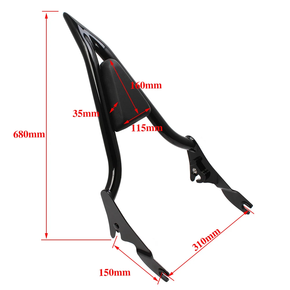 

NEW Black Passenger Backrest Pad Sissy Bar Cushion Fit For Harley Touring Road King Road Glide 09-21