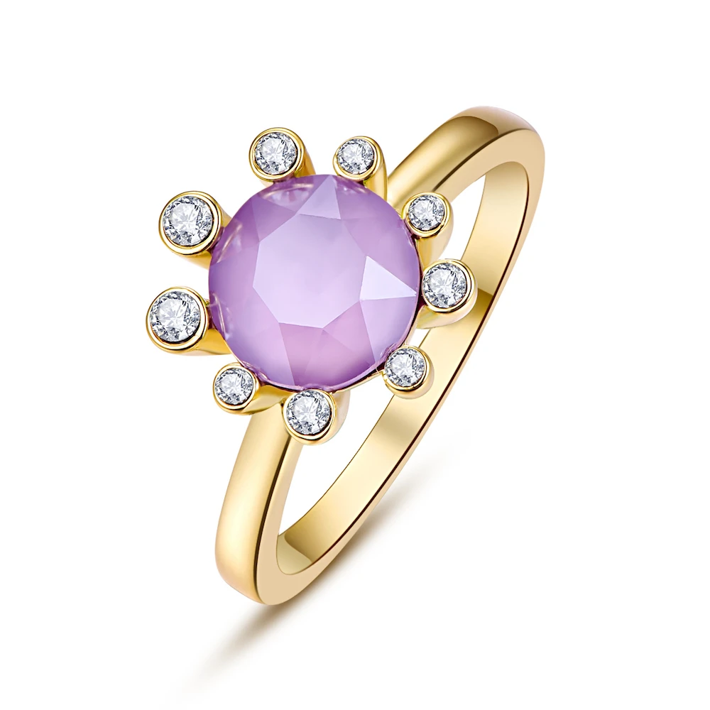 Кристаллы от Swarovski Glod цветные кольца Цветы для женщин элегантное кольцо Новая мода Роскошные женские кольца Свадебные украшения - Цвет основного камня: Crystal L126S