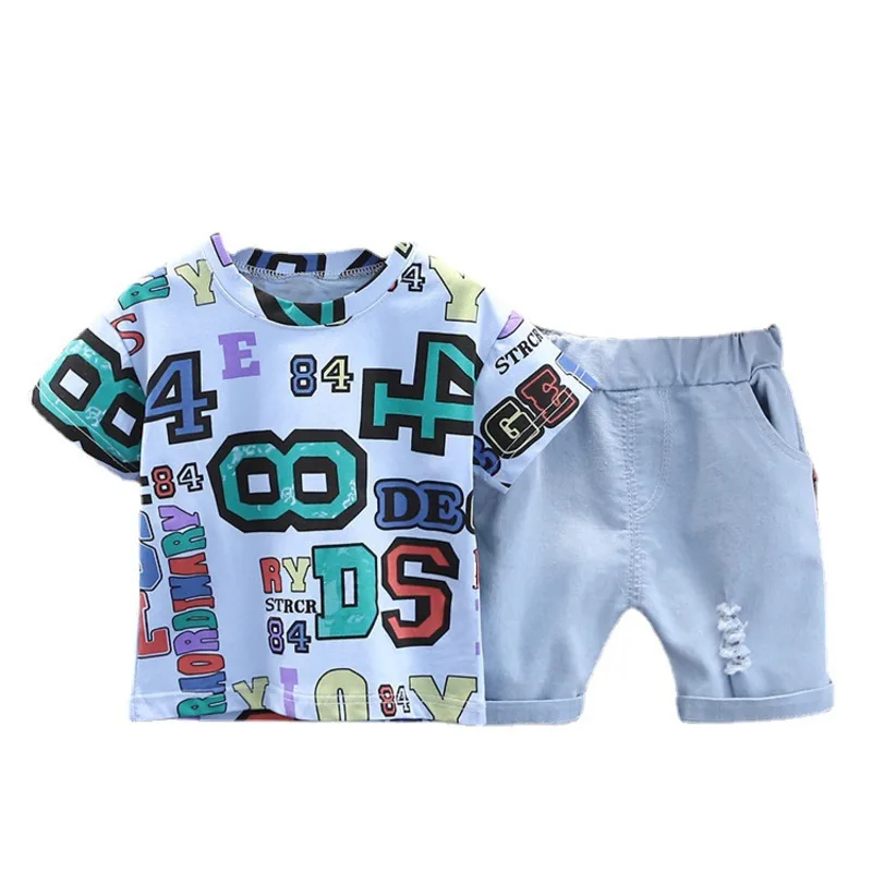 

Summer Kids Boys Fashion Clothes Children Girls Letter T Shirt Shorts 2Pcs/sets Toddler Casual Sportswear Baby Infant Clothing