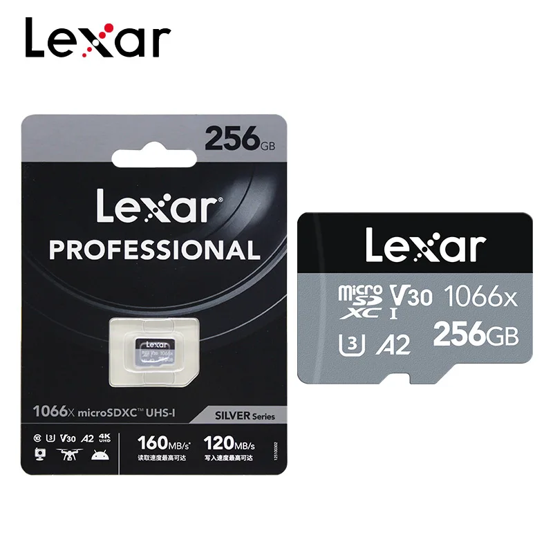 Lexar Professional Micro SD Card 1066x Silver Series 512GB SDXC High Speed TF Card V30 A2 Memory Card For 4K Camera