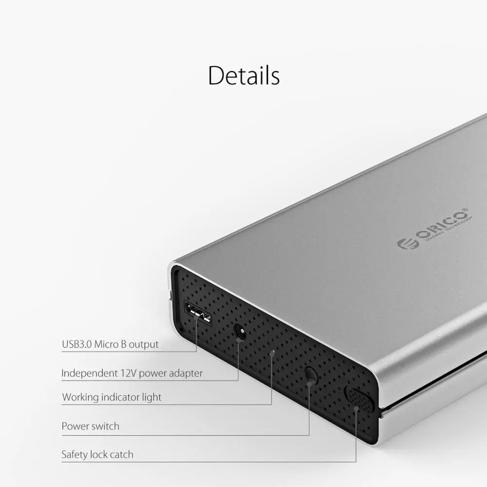 Алюминиевый корпус для внешнего жесткого диска ORICO 3 5 дюйма USB3.0 Гбит/с с адаптером