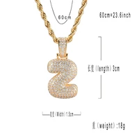 2021 cubic new round cz number 0 9 style zircon pendant necklace mirco pave prong setting for men hip hop fashion jewelry bp141