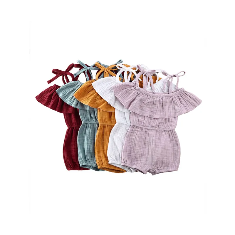 

Детские комбинезоны для девочек, летняя одежда для новорожденных девочек, хлопковые льняные комбинезоны без рукавов, Детские бандажные ком...