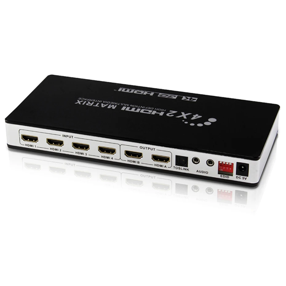 HDMI матричный 4X2 Переключатель сплиттер с toslink и стерео аудио 4k X 2 K/30 HZ поддерживается