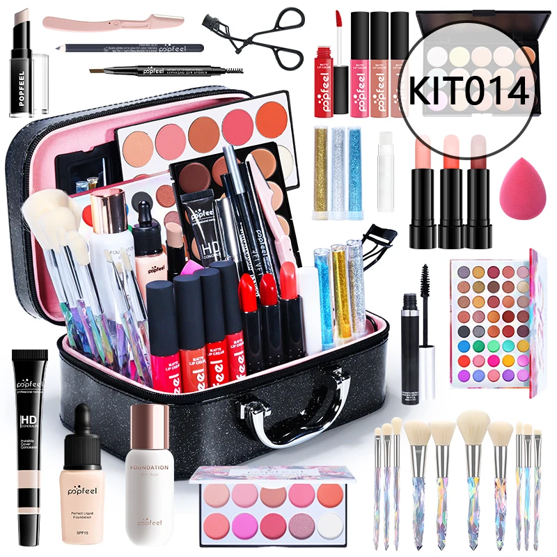 

POPFEEL Makeup Set Eyeshadow Palette Concealer Brow Pen Lipstick Lip Gloss Makeup Brush Mascara Foundation Cosmetics Kit TSLM1