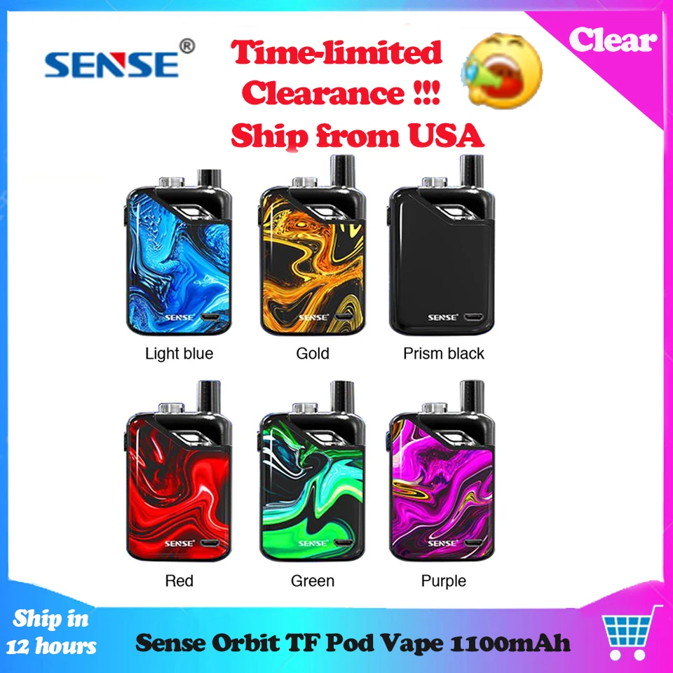 Распродажа! Sense Orbit TF Pod Vape Kit 1100 мАч батарея 3 мл многоразового использования DL MTL