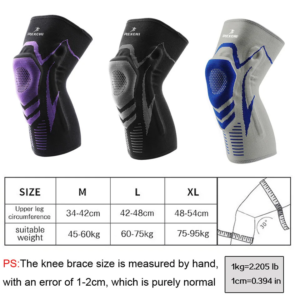 

Basketball Knee Pads with Support Silicon Padded Elastic Non-slip Patella Brace Kneepad for Fitness Gear Protector Tennis