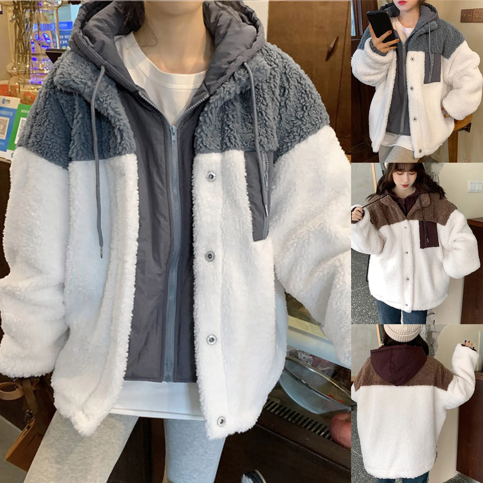 

Thick Up Fleece Casual Warm Outwear With Womens Jackets Winter Pockets Solid Shaggy Hoodies Fuzzy Fall Coats Zip Women's Coat