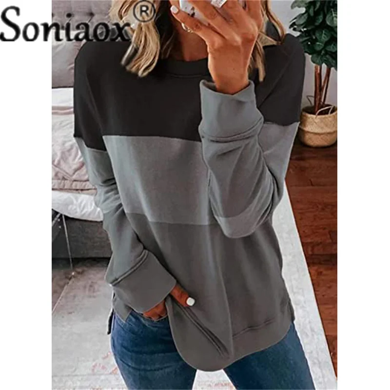 Свитшот женский с длинным рукавом и принтом в полоску осень 2021