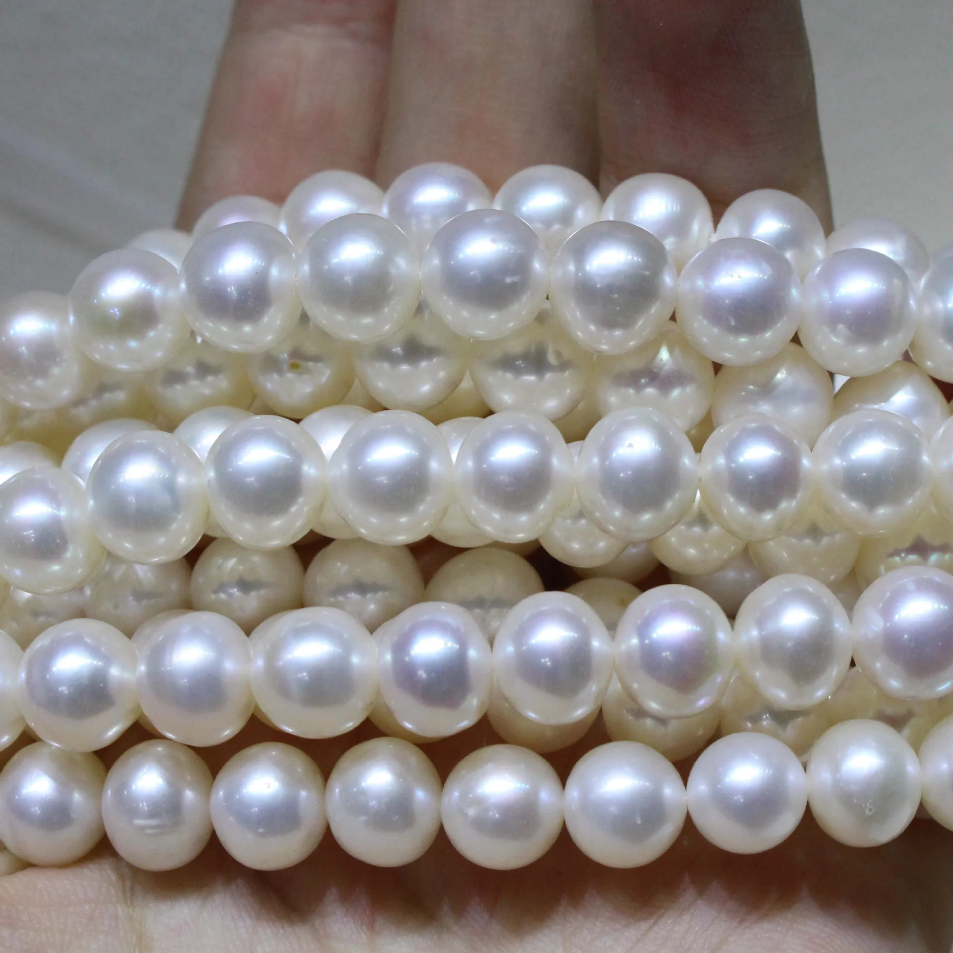 

Natural Freshwater Pearl Beaded High Quality Round Shape 8-9mm Loose Beads for Make Jewelry DIY Accessorie