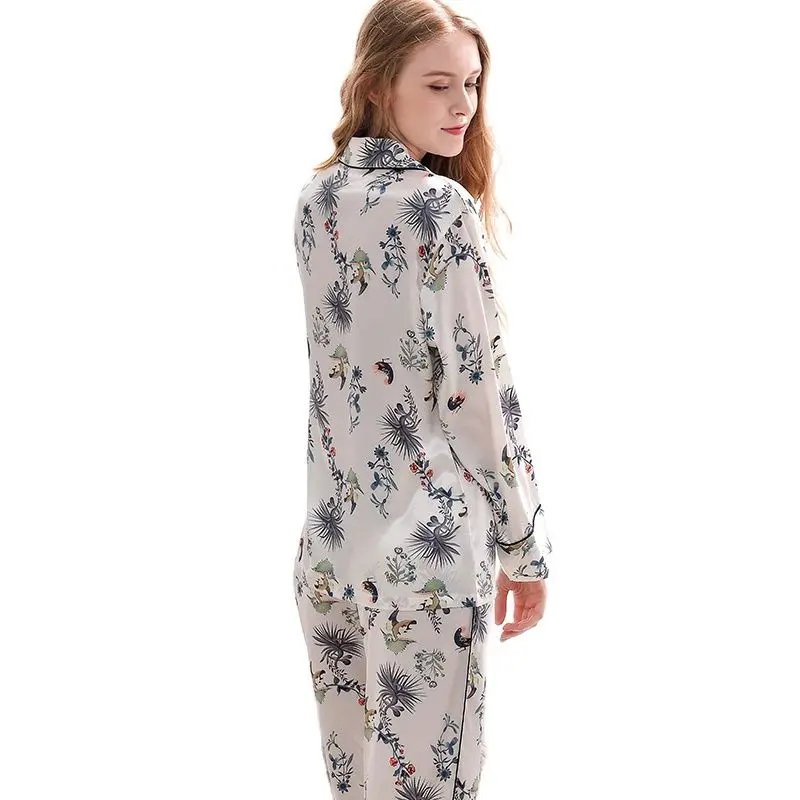 Женская атласная Шелковая пижама с принтом X1732|Комплекты пижам| |