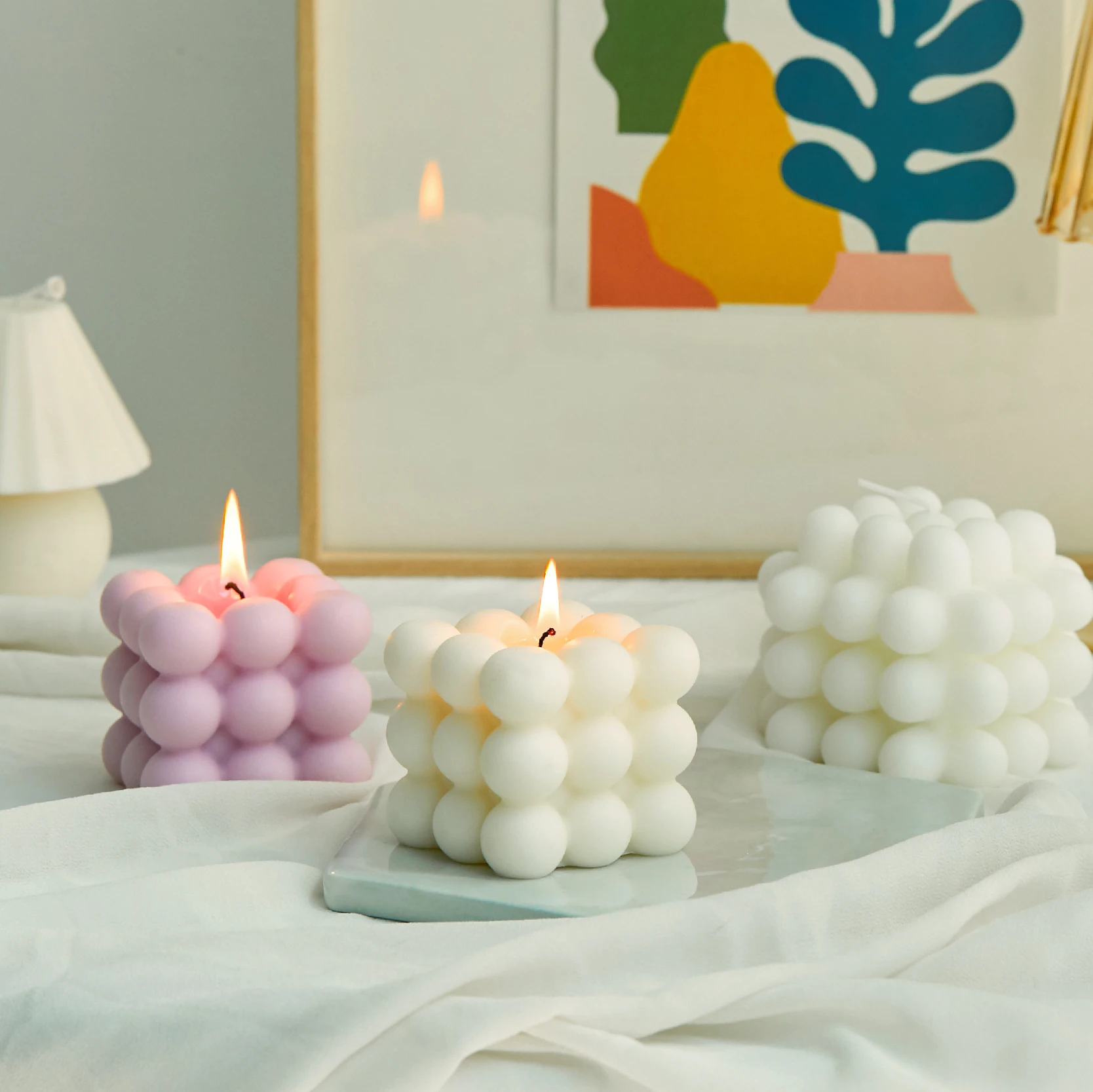 Маленькие ароматические свечи с пузырьками в форме куба расслабляющий подарок - Фото №1