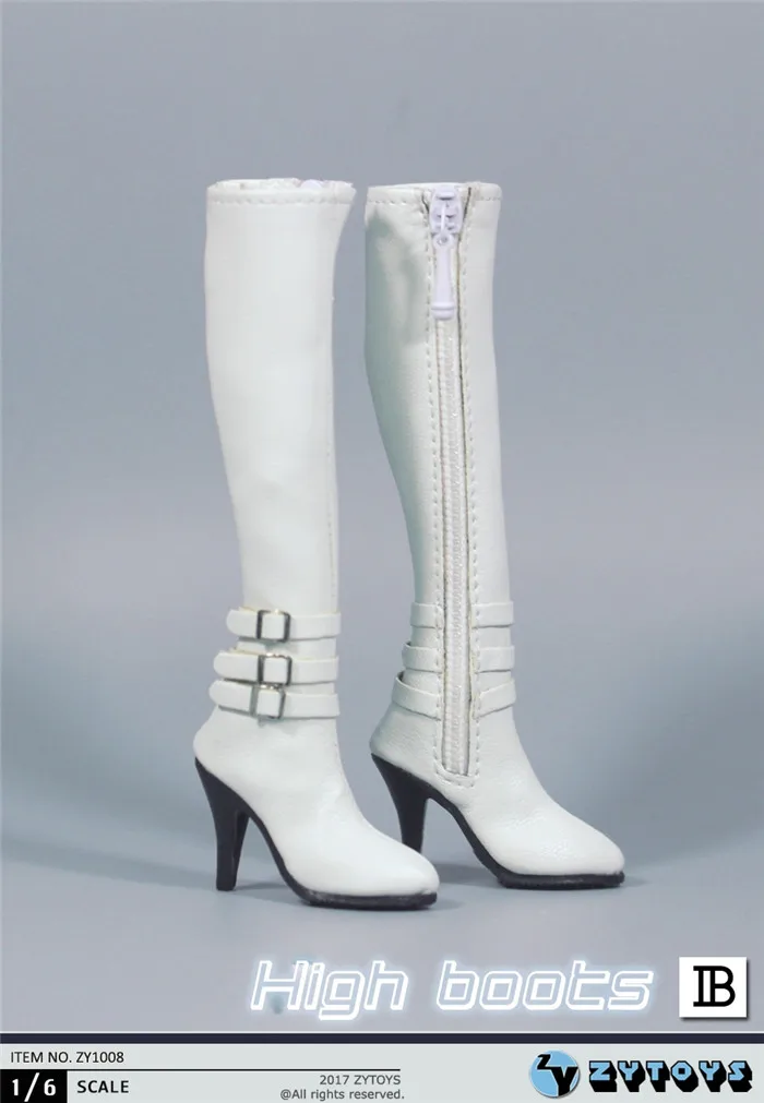 

Женские кожаные сапоги на высоком каблуке, на молнии, в масштабе 1/6, игрушечная обувь для 12 дюймов, фигурка, модель, коллекция игрушек