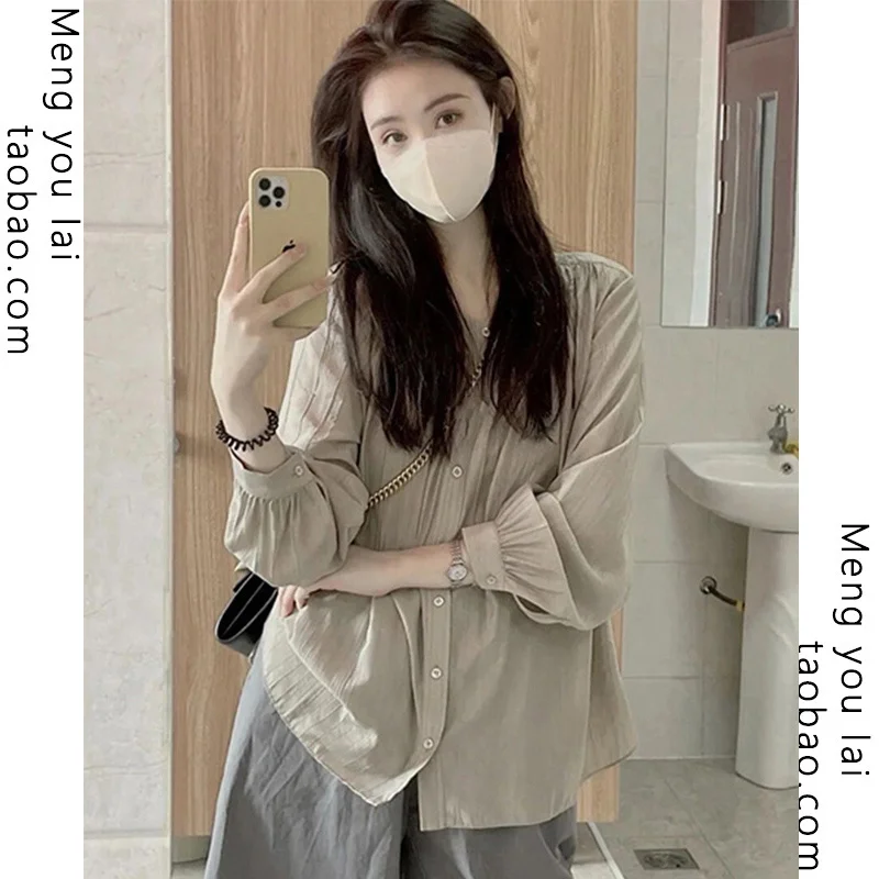 

Осень 2021, новый топ во французском стиле, стильная рубашка с длинным рукавом, женский дизайн, подходит ко всему