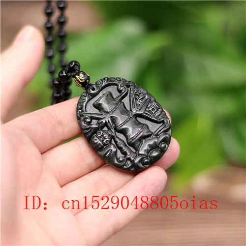 Природный черный зеленый нефрит летучая мышь бамбук ожерелье из бисера