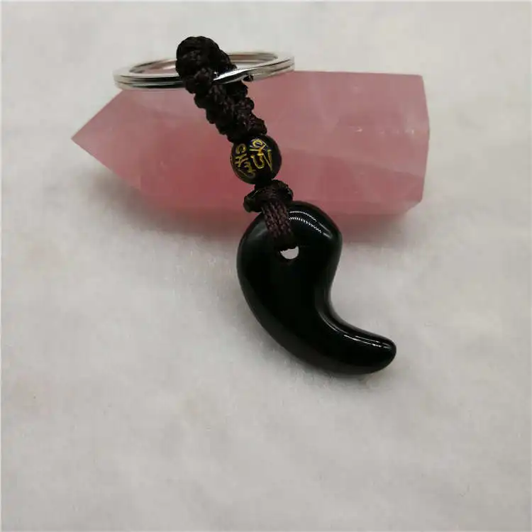 Прямая доставка брелок натуральный черный обсидиан хрустальные аксессуары