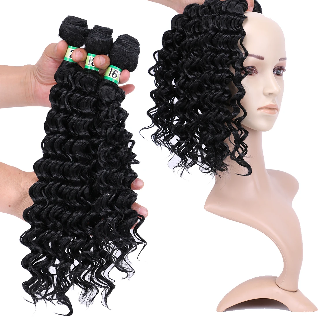 

Brown Golden Black Color Deep Wave Hair Bundles High Temperature Synthetic Water Wave Hair Extensions for Black Women