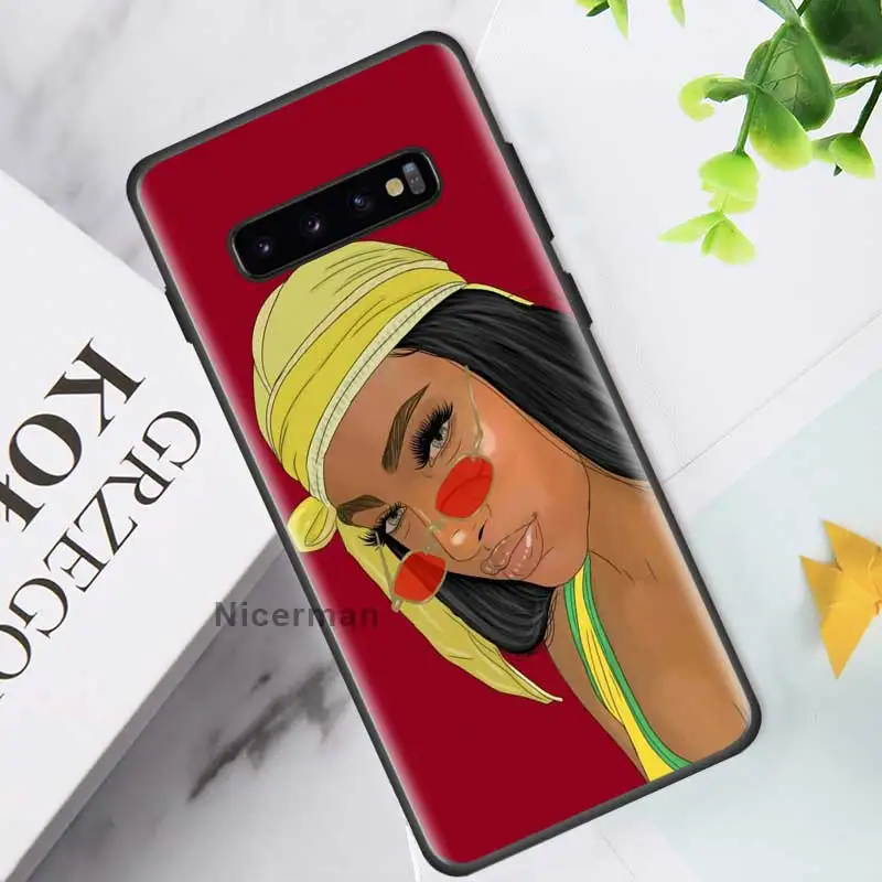 

Afro Black Girl Case for Samsung Galaxy S10 S20 FE Ultra 5G S9 Plus S10e Note 20 10 Lite Black Silicone Phone Cover