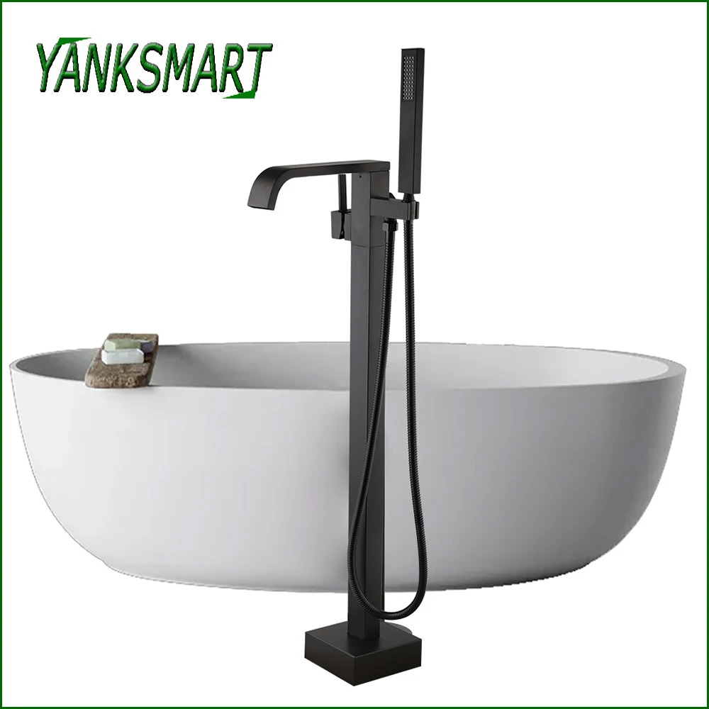 

YANKSMART Matte Black Bathtub Faucet Bathroom Shower Faucet 360 Rotation Swivel Spout With Flexible Hand Faucets Mixer Water Tap