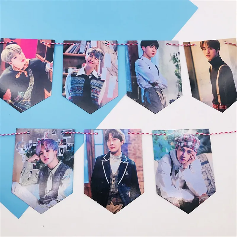 7 шт./компл. Kpop GOT7 Mark Jackson YoungJae Bangtan Boys JK V Suga LOMO подвесной флаг для фото настенная