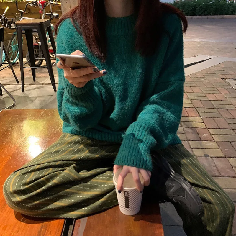 Womens Warm Knitted Pullover Sweater Loose Lazy Female Sweaters Oversized Jumper Long Pull Autumn Winter | Женская одежда